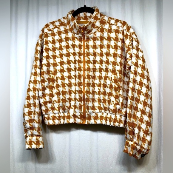 HERSY Gold White Bomber Style Jacket Full Zip Style HJ0019A Size Small - Picture 4 of 16